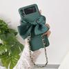 Fashion Korean Cute Silk Bow Leather Bracelet Chain Phone Case For Samsung Galaxy Z Flip 4 Z Flip 3 Zflip 5g Protective Cover