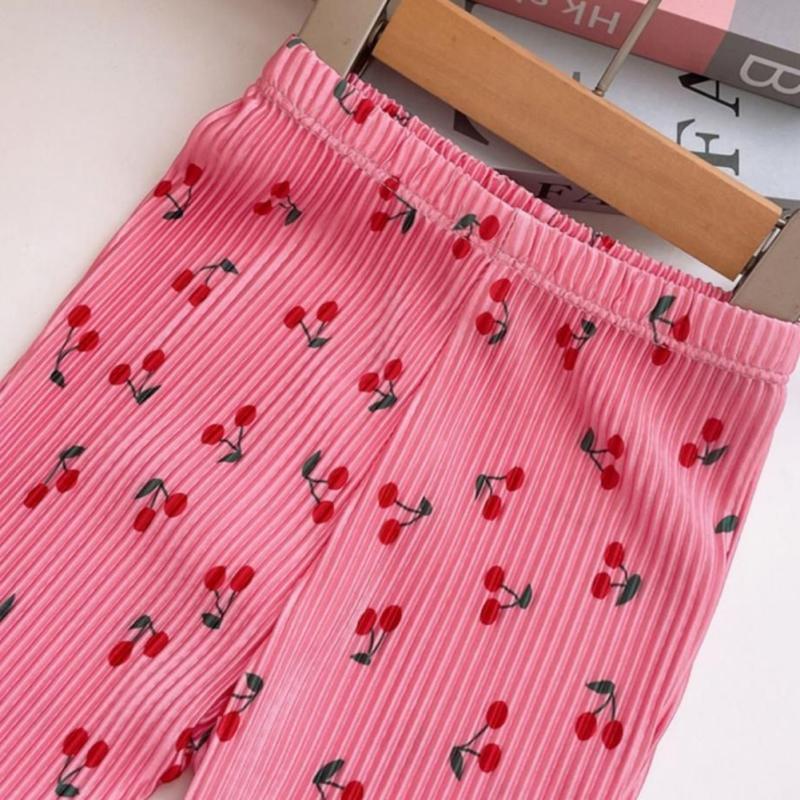 Расклешенные брюки для девочек, детские принтованные брюки, летние детские тонкие брюки с защитой от комаров