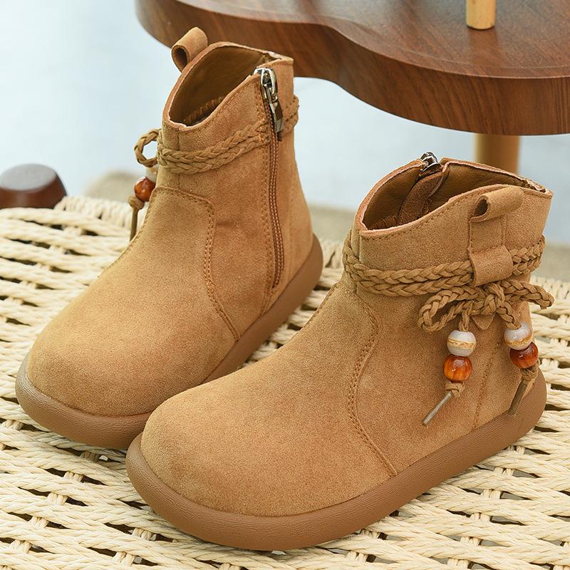 Кожаные ботинки на флисовой подкладке для девочек - Теплые, модные ботинки Martin Зима 2025