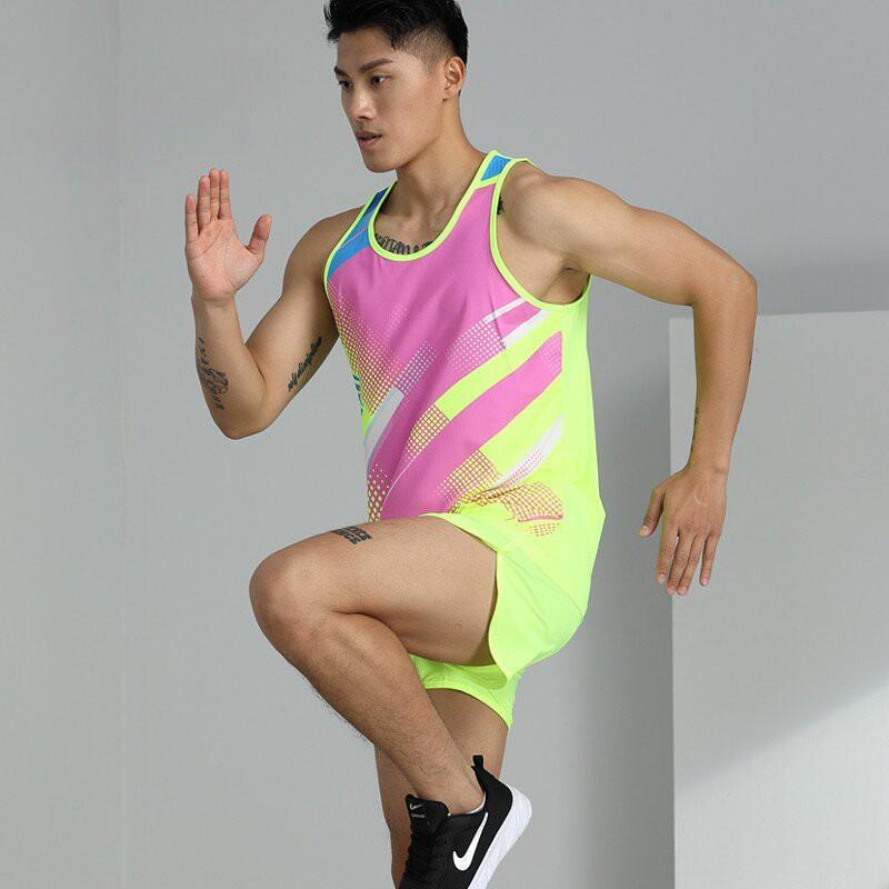 Men Women Track Field Suit Running Vest Marathon Training Sportswear