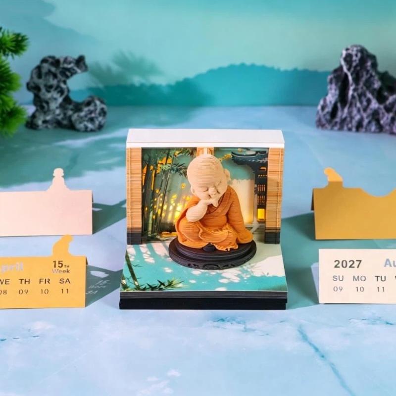 Chic 2027 Desk Calendar Integrated LED Light and Tear-away Display for Elegant Interiors