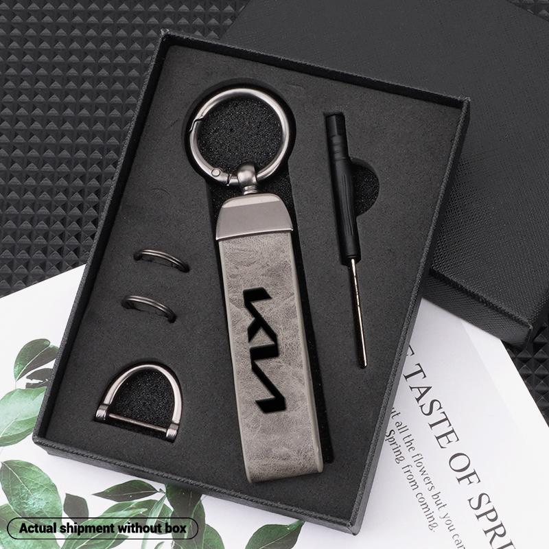 ISFR5 New Metal Leather Car Keyring Keychain Anti-Loss Key Ring For KIA Ceed Sportage Rio Proceed K5 Optima Sedona Forte Cerato Venga