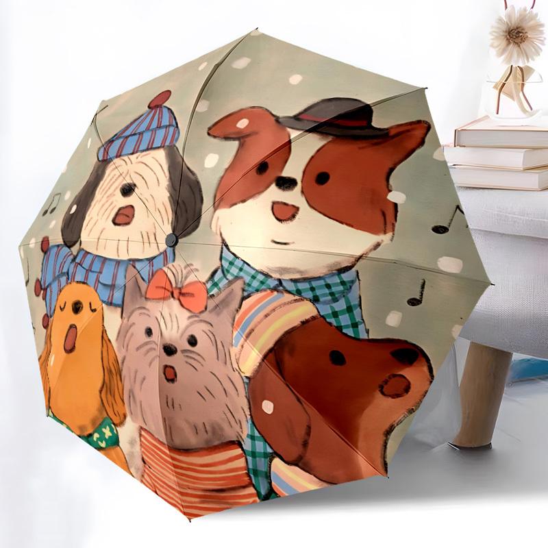 1pc Dogs, WinterAutomatic Open/close Folding Umbrella, Compact Portable Travel Umbrella, Perfect Birthday/Holiday, Cute Umbrella y037