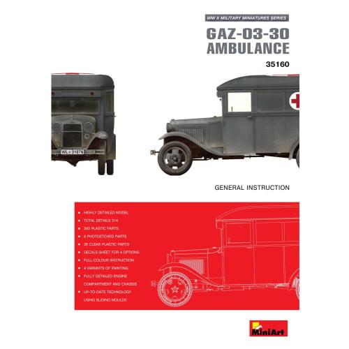 Miniart 1/35 GAZ-03-30 Ambulance Plastic Model