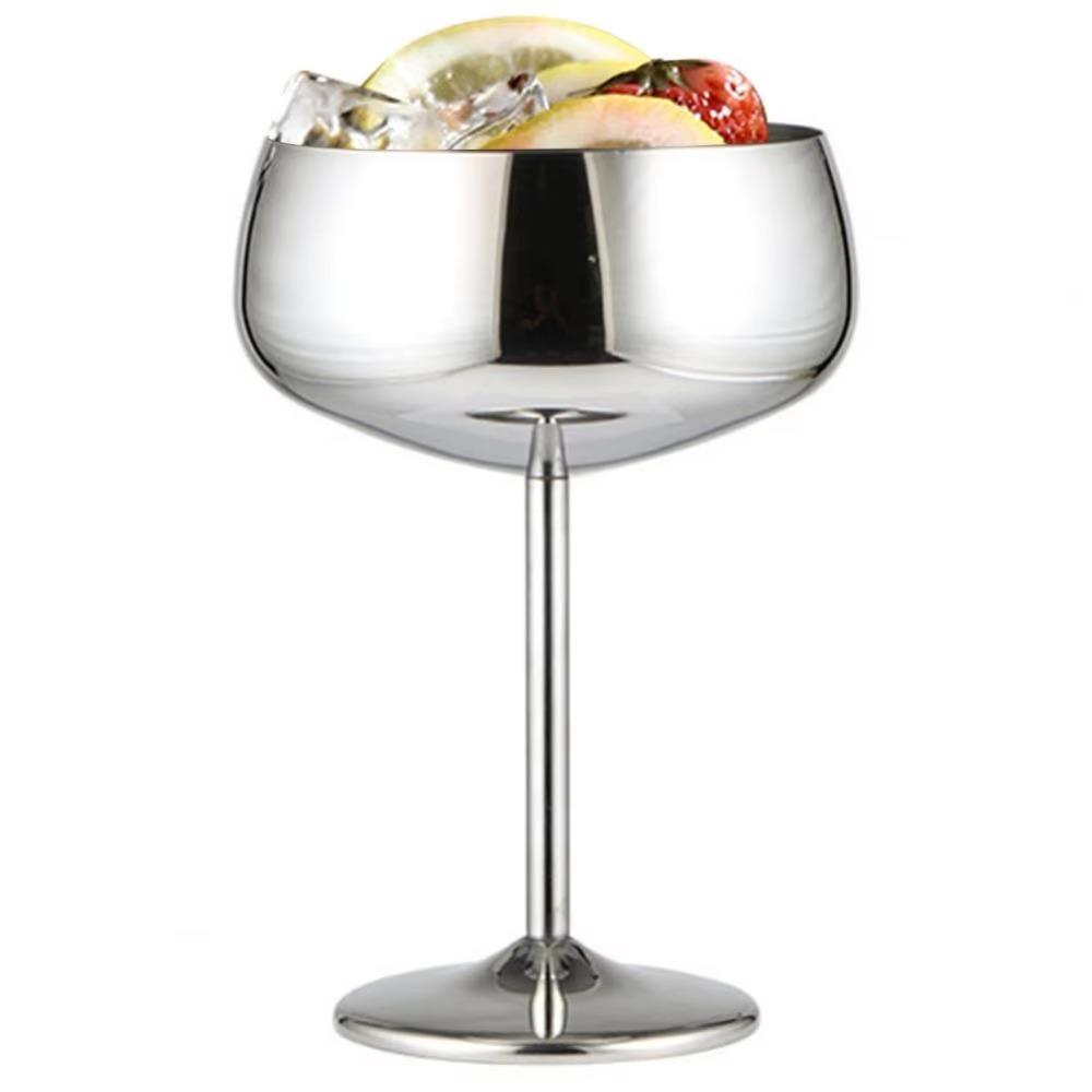 Rustproof Stainless Steel Cocktail Glass 450ml Wine Cup Vintage Champagne Glass Kitchen