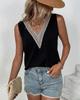 Летняя новая простая однотонная майка без рукавов с v-образным вырезом