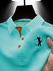 Summer Men's Golf Polo Shirt Color Block Short Sleeve Lapel Casual Sports Wear, Textured Breathable T-Shirt Polo Shirt