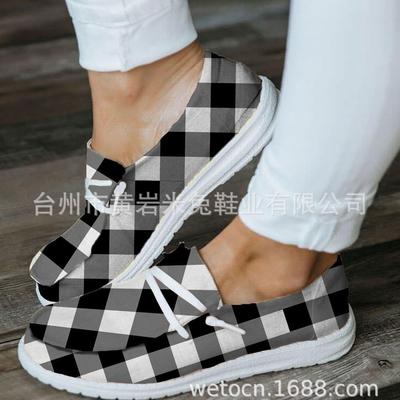 Новый флаг постепенное изменение цвета сочетание цветов повседневная одинарная обувь пара клетчатый принт тканевая обувь большой размер
