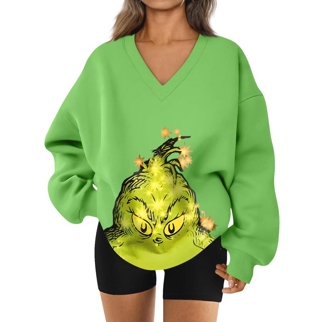 Women's Loose And Comfortable Letter V-neck Sportswear Long-sleeved Sweatshirt Daily Matching Clothes