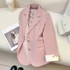 Женский розовый блейзер, весенне-осенний стиль, нишевый модный темперамент, деловой костюм