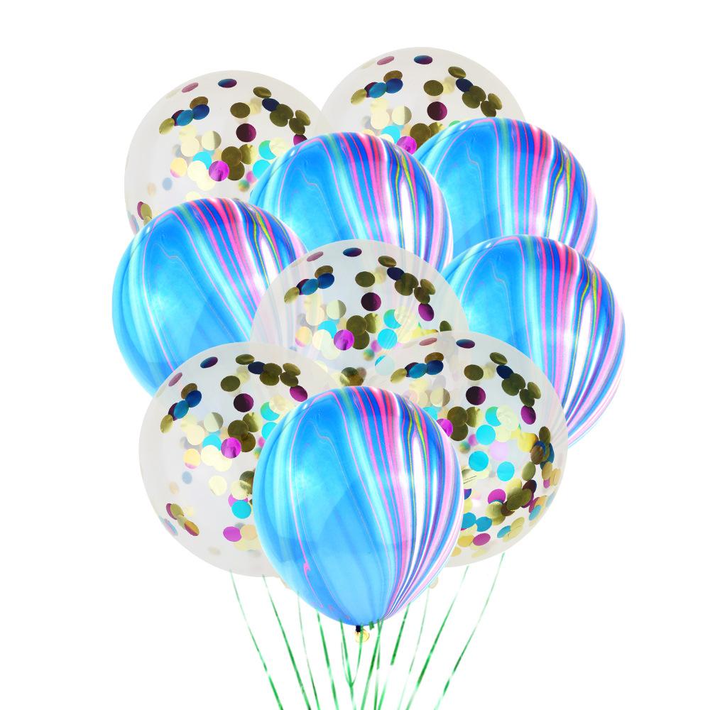 10 Agate Sequined Balloons, Transparent Latex Balloons, Party Decorations