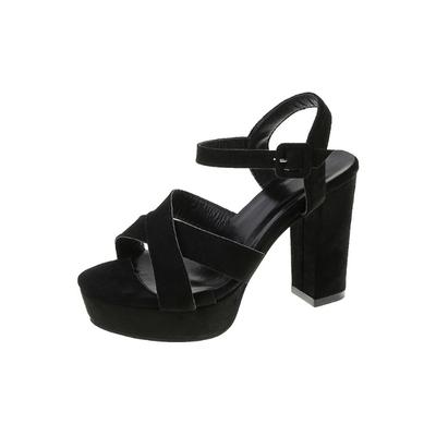 Модные женские сандалии, летняя обувь на толстом высоком каблуке, непромокаемая платформа, с открытым носком и ремешком на щиколотке, вечерние женские туфли