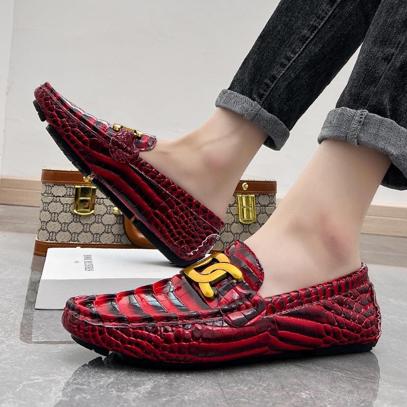 2024 New Red Men Loafers Brand Fashion Mens Leather Moccasins Shoes Size 48 Luxury Casual Driving Shoes Male Sapatos Mascu202nos