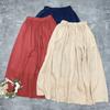 Johnature Летние винтажные женские юбки, повседневные простые свободные эластичные талии, однотонные универсальные женские юбки