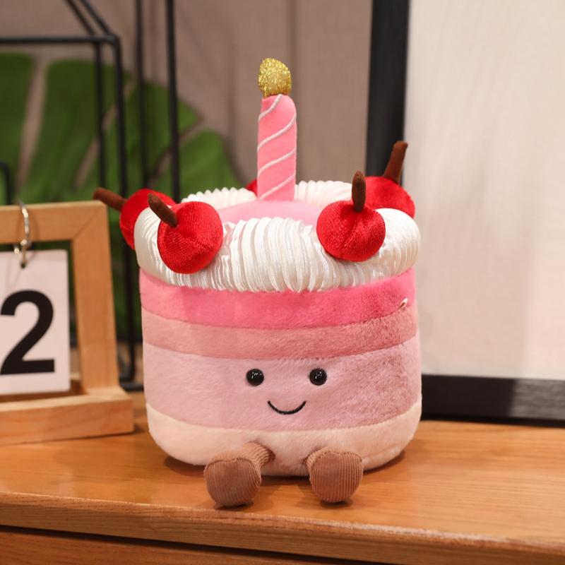 Kawaii Cartoon Cake Plush Doll High Quality Soft Stuffed Fruit Strawberry Wedding Cake Simulation Food Plush Toy Home Decor
