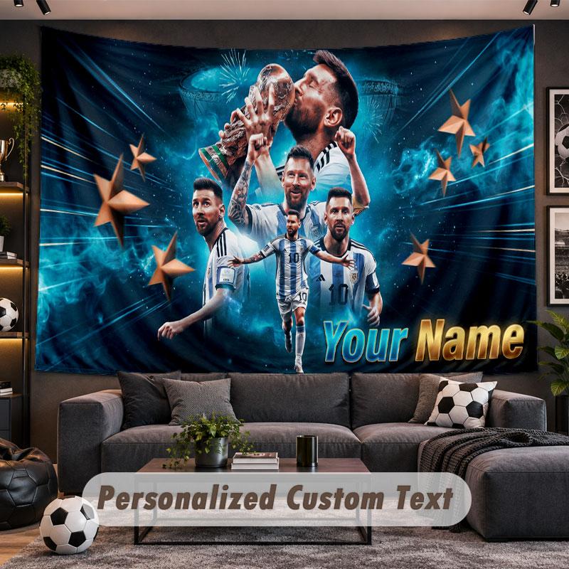 Wall Hanging Tapestry Custom NameLionel Messi Pattern Personalized Printed Fabric Wall Decor