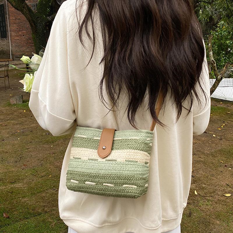 Yogodlns Летняя пляжная плетеная сумка через плечо, соломенная плетеная сумка через плечо, сумка из рафии, дорожная сумка-саквояж из ротанга ручной работы в стиле бохо