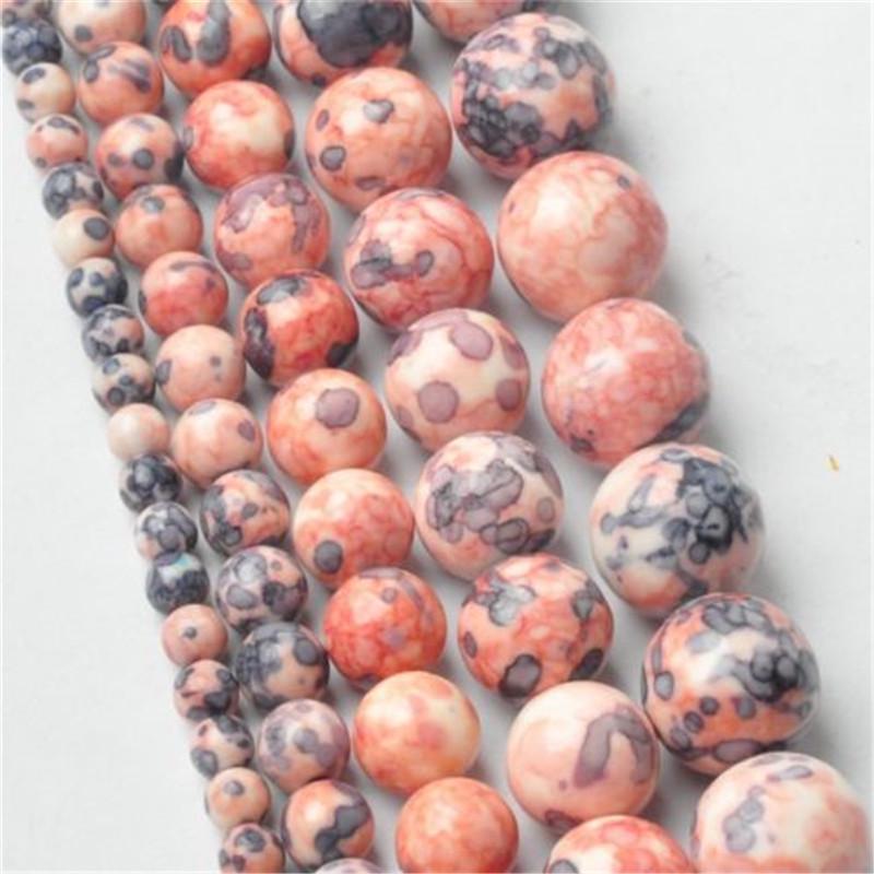 Творческий круглый оптовая продажа 4-12 мм DIY для ожерелья браслет ювелирные изделия изготовление кулона натуральный дождевой камень разделитель свободные бусины