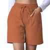 Women's Summer Shorts Casual Stretch Mid Waist Shorts with Pockets Drawstring Wide Leg