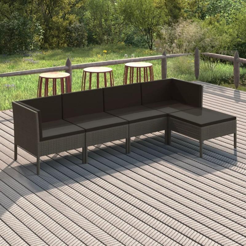 Day and Night - Day and Night 5-piece Garden Furniture Set and Gray Synthetic Rattan Cushions