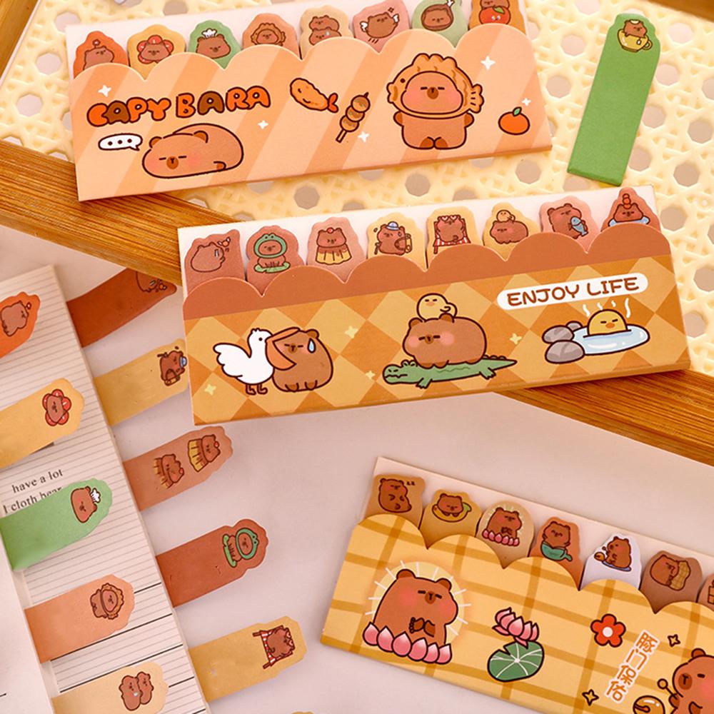 1 Piece Kawaii Stationery Kapibala Cartoon Marker Memo Pad Capybara Bookmark Flags Index Tab Sticky Notes Stickers