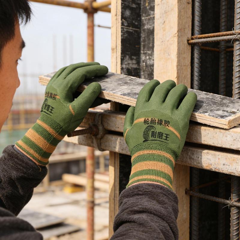 1/12pairs Anti-Slip Dipped Gloves Wear Resistant Coating for Industrial Work Hand Protection Unisex