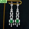 Роскошные серьги-подвески из 100% стерлингового серебра 925 пробы с изумрудами для женщин, сверкающие бриллианты из высокоуглеродистого камня, свадебные украшения, подарки