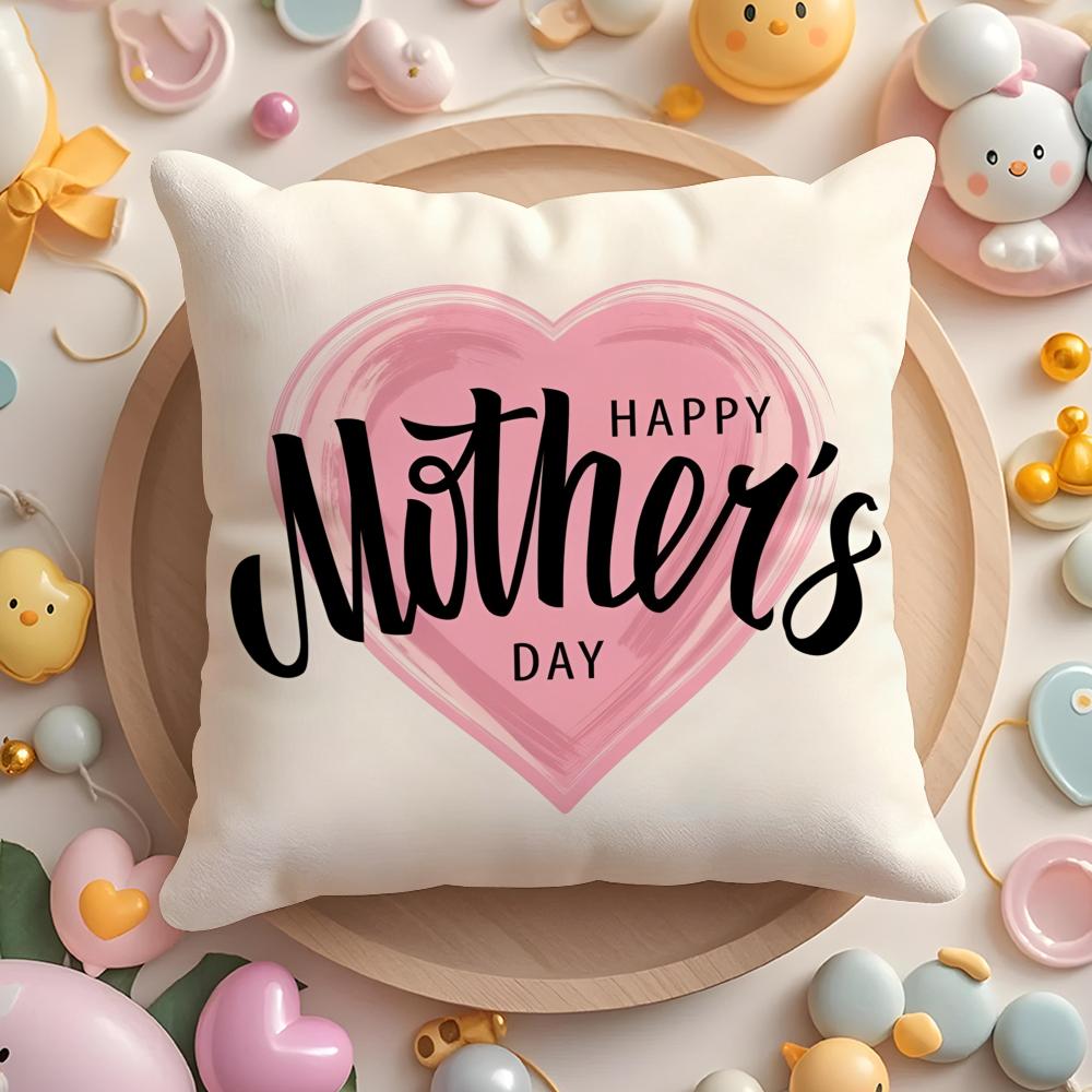Mother'S Day Cushion Cover Plush Fabric Soft Double-Sided Printed Sofa Warm Winter Home Gift Pillow Case