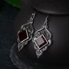 Zhenrong Retro Ruby & Zircon Square Earrings - European & American Style S925 Thai Silver Plated