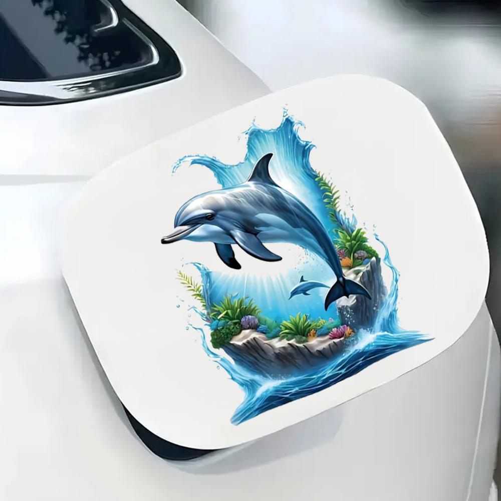 QT2379#15см Дельфин Подводная Сцена с Коралловым Рифом и Морскими Обитателями Наклейка на Автомобиль для Ноутбука, Грузовика, Мотоцикла, Окна