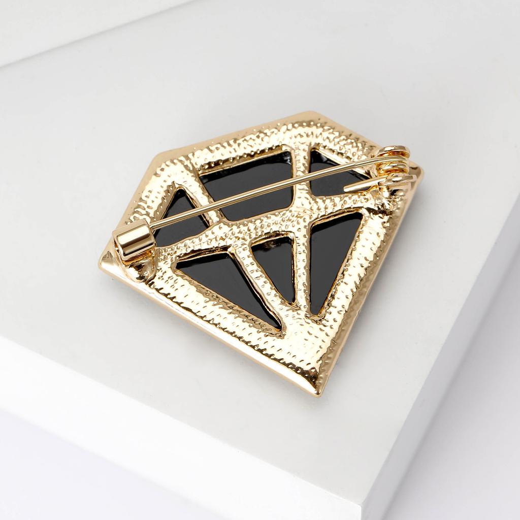 New Fashionable Diamond Shaped Brooch with Simple and Retro Diamond Inlaid Pin for Women's Clothing Accessories Corsage