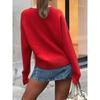 Fashionable Simple Round Neck Long-sleeved Sweater Bottoming Woolen Women's Clothing 2025 Autumn Winter
