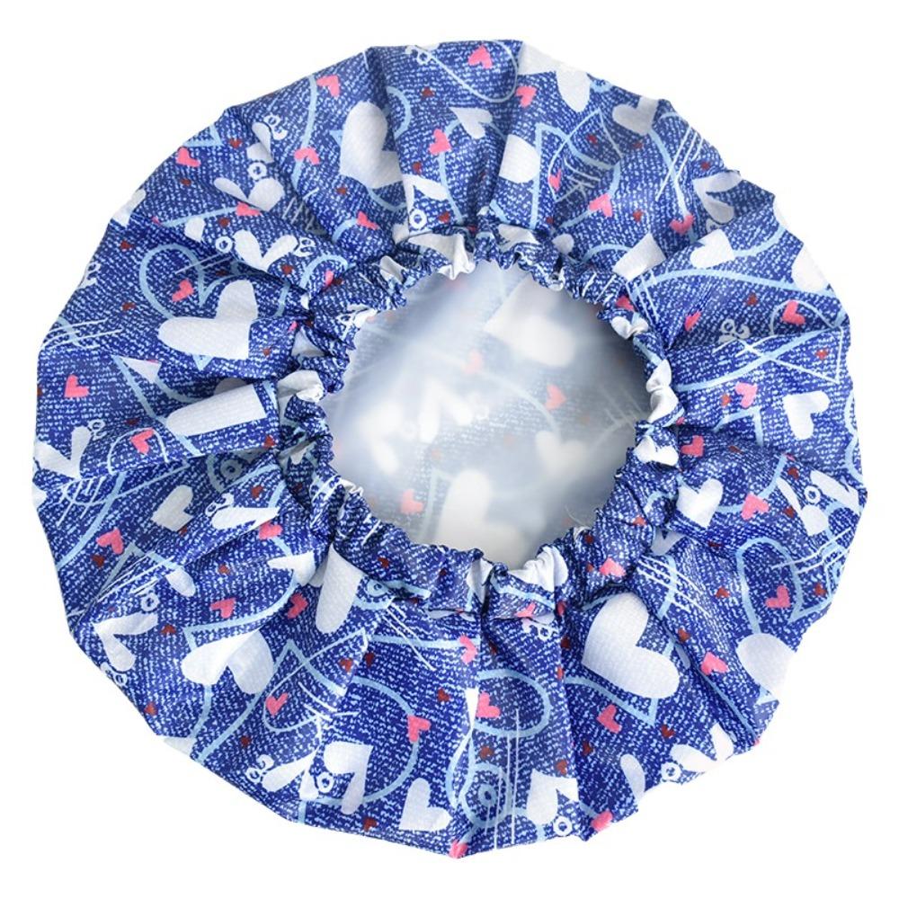 Waterproof Double Layer Bath Cap Anti-Fouling Shampoo Cap Print Hat Shower Cap  Swimming