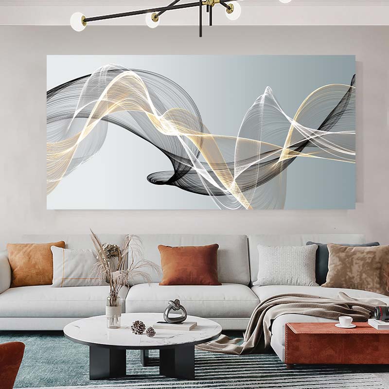 Черное золото линии стены искусства холст картины плакаты абстрактные ленты картины для гостиной современный принт скандинавский офисный декор безрамный