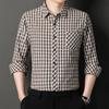 Мужская рубашка с длинным рукавом из хлопка и льна, повседневная рубашка в клетку с настоящим карманом на весну и осень