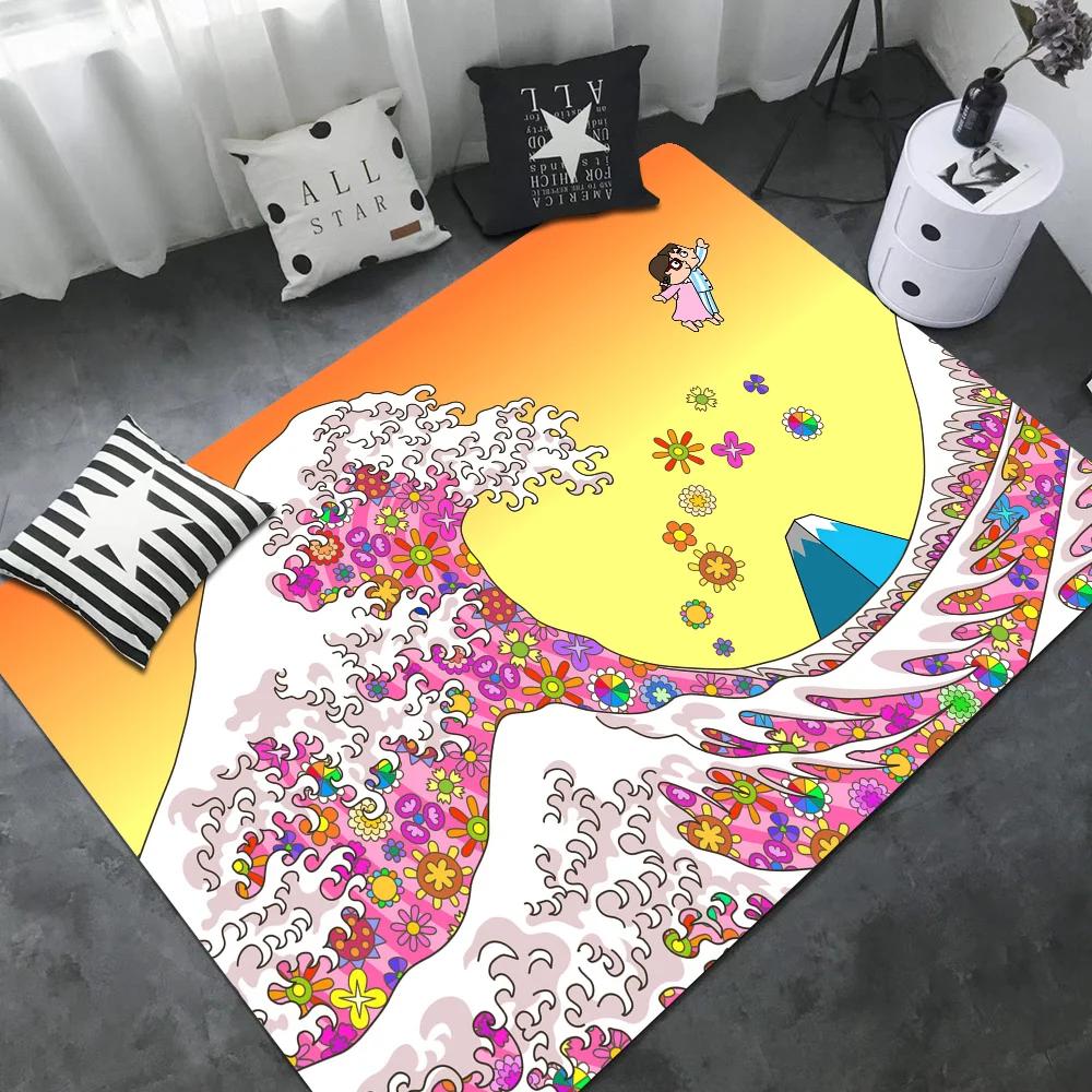 Японское волновое искусство коврик для пола ретро несколько вариантов ковер для гостиной кухни противоскользящий современный домашний декор