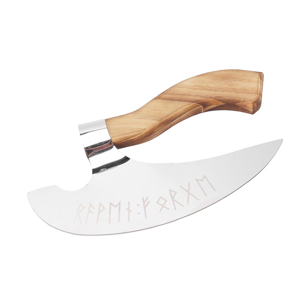 Viking Pizza Axe Handmade Stainless Steel Medieval Pizza Cutter with Pine Wood Handle for Home