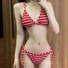 Женский полосатый раздельный купальник-бикини