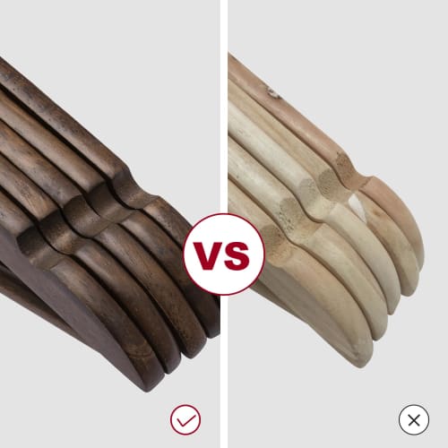 ELONG HOME Wooden Clothes Hangers with Non-Slip Indents and Trouser Bars, Shape-Retaining, 360-Degree Rotating Slim Clothes Hangers for Suits, Shirts,