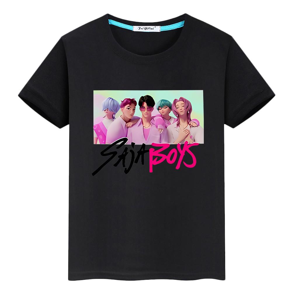 Футболка для детей мальчик 10 лет Kawaii Saja Boys принт 100% хлопок футболки аниме короткая kpop охотники на демонов милые топы одежда для девочек y2k