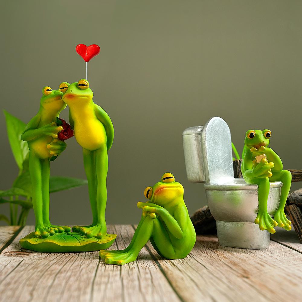 Nordic Resin Decorative Frog Figurines Funny Animal Statue Garden Decoration Home Office Living Room Entrance Desk Ornaments
