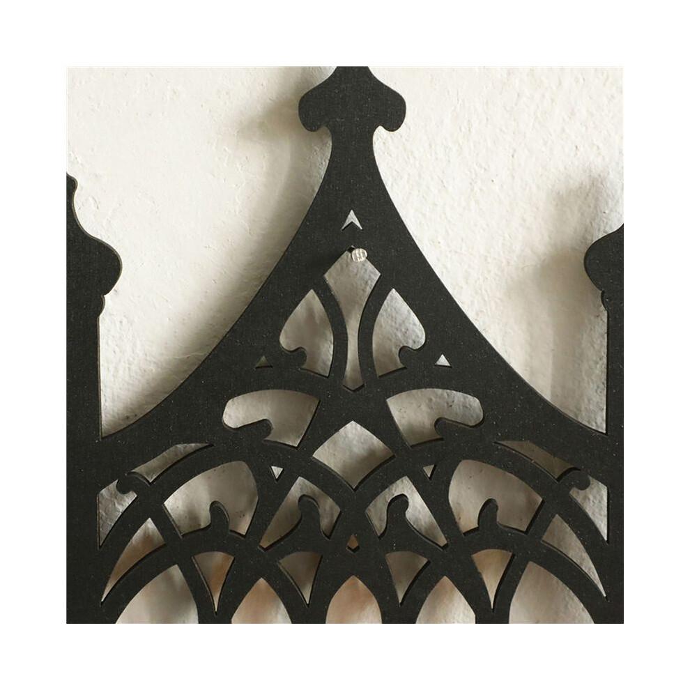 2X Black Wooden Wall Shelf In Gothic Fence Style, Simple Decor Shelf for Bedroom Decoration