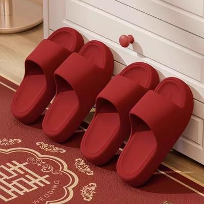 Свадебные большие красные крутые тапочки EVA мягкие эластичные женские домашние комнатные нескользящие крутые тапочки мужские цена