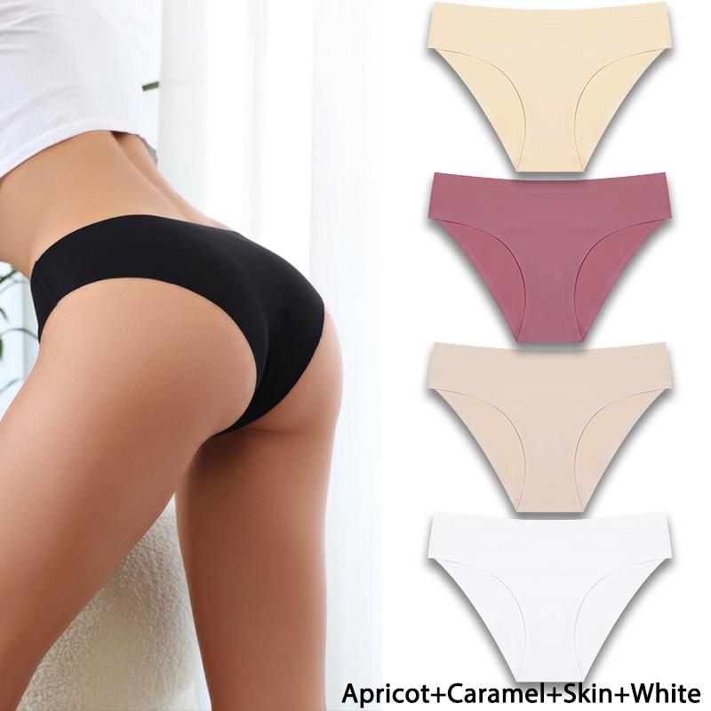 FINETOO 4 шт./компл. сексуальное женское нижнее белье с низкой талией бесшовное нижнее белье дышащие трусики-треугольники телесного цвета нижнее белье