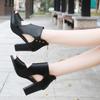 Туфли-лодочки на высоком каблуке, женские туфли на платформе, с открытым носком, сексуальные, с вырезом спереди, женские, лето 2024, черные, коричневые, Escarpins