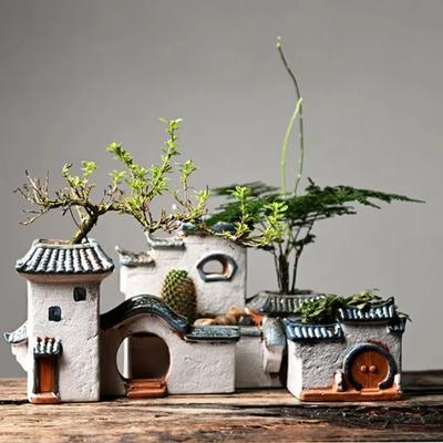 Керамический цветочный горшок в китайском стиле – креативный настольный контейнер для растений