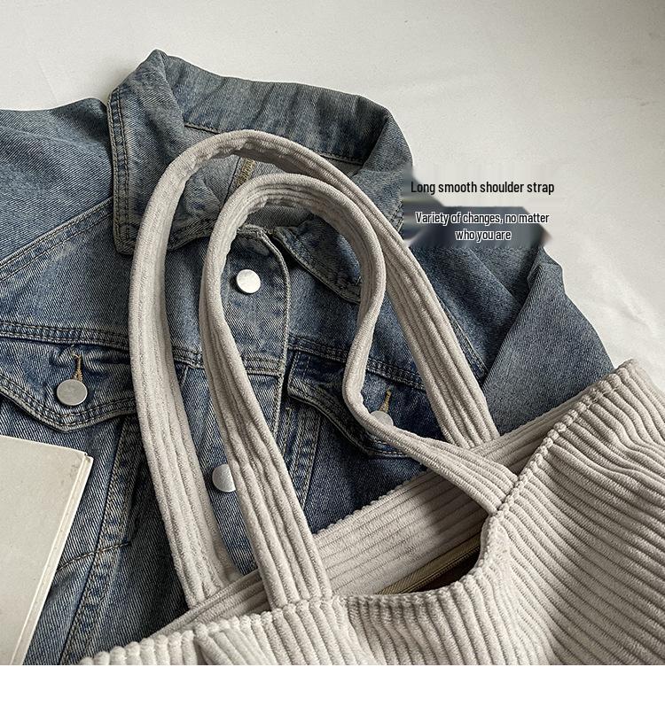 Большая вельветовая сумка-тоут в корейском стиле - Универсальная повседневная студенческая и дорожная сумка через плечо