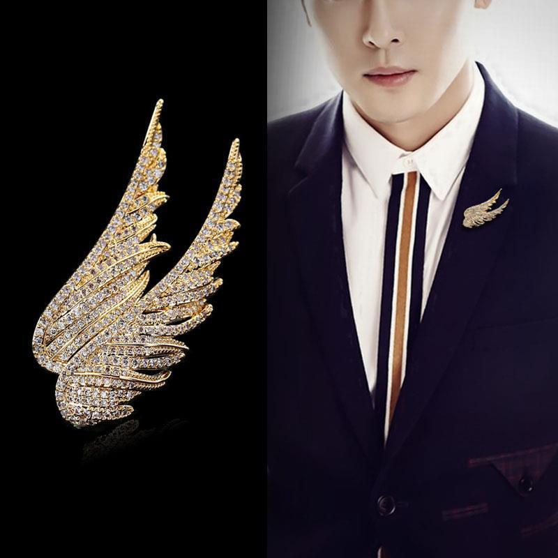 Fashion Versatile Angel Wings Brooch High-End Temperament Diamond Corsage Jewelry Coat Suit Pin Accessories