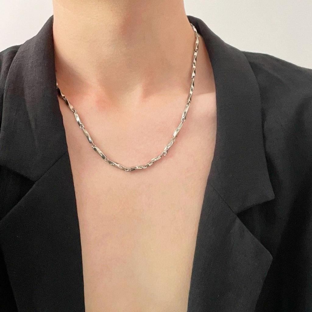 Personality Titanium Steel Non Fading Diamond Necklace for Men Trendy Fashion Clavicle Chain Women Wearing Versatile Collarbone Chains Jewelry
