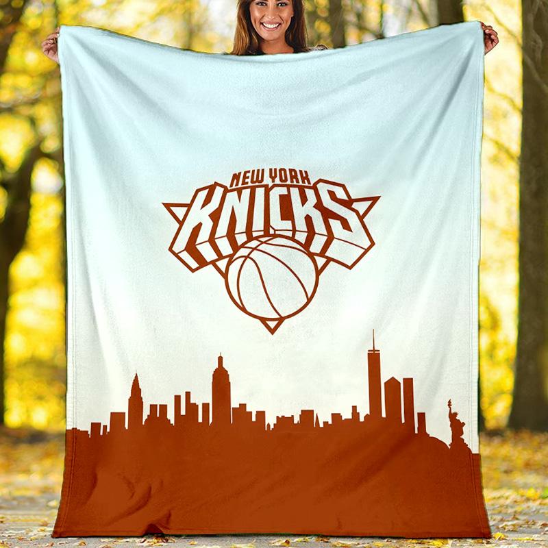1pc New York Knicks Theme Blanket - Digital Print, Polyester, Cozy for All Seasons, Perfect for Outdoor, and Travel